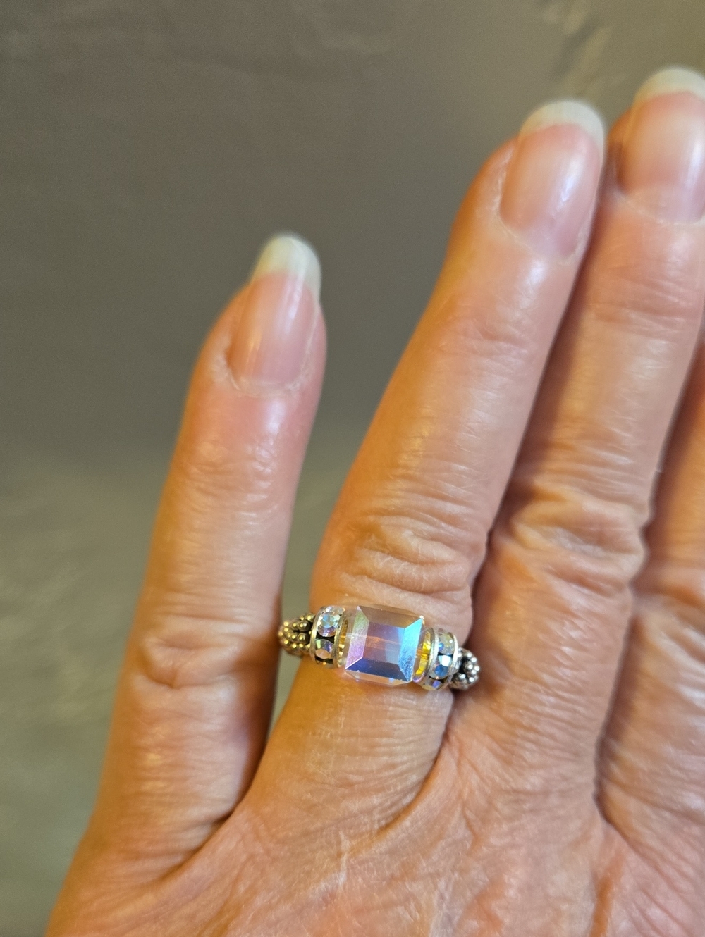 Aurora Crystal Statement Ring - Iridescent